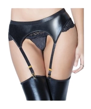 Black Stretchy Lace Garter Belt Panties Set Indian Sexy Lingerie