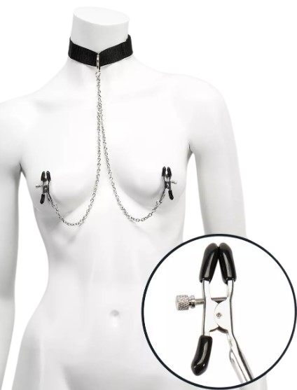 Collar with Nipple Clamps - Pleasure Bound
