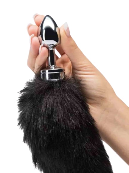 The DOMINIX Deluxe Stainless Steel Medium Faux Fur Animal Tail Butt Plug