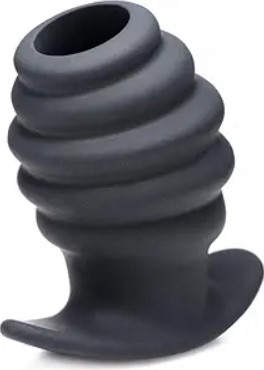 4.5-INCH MASTER SERIES METAL AND SILICONE RIBBED MEDIUM BUTT PLUG