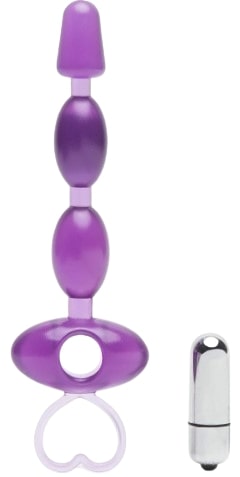 7-INCH TOY JOY PURPLE JELLY ANAL BEADS WITH FINGER LOOP