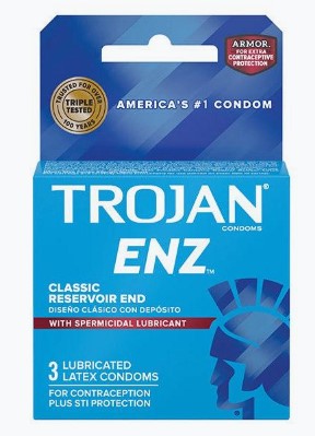 Trojan ENZ Armor Spermicidal Lubricated Condoms - 3 Pack